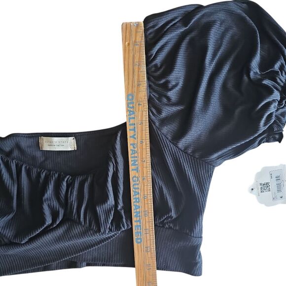 Altar’d State Black Crop Top Sz L NWT Off Shoulder Puff Sleeve Cottagecore Boho - Picture 13 of 16